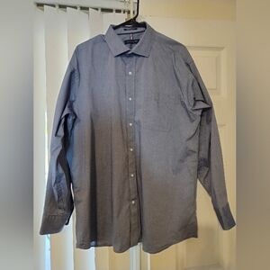 Tommy Hilfiger Men's Blue Button-Up XL 17 17.5 34-35 Shirt Adj Cuff Front Pocket